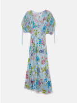 Silk Fil Coupe Metallic Maxi Dress | Blue