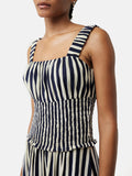 Cotton Slub Stripe Dress | Navy