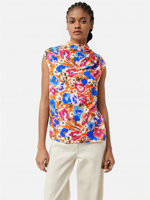 Abstract Meadow Pleat Top | Multi