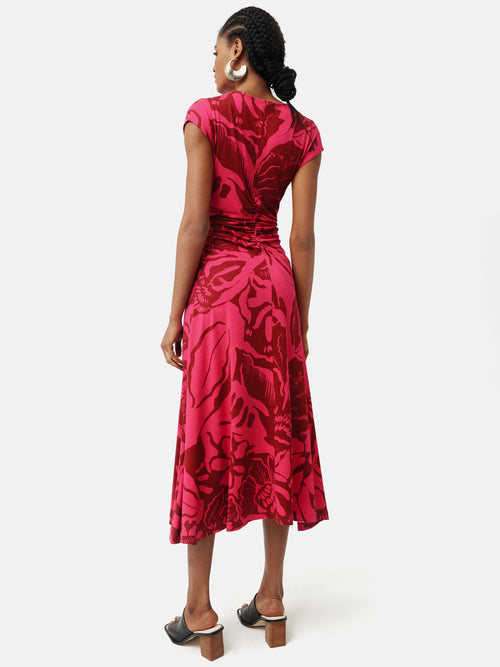 Strokes Floral Pleat Dress | Pink