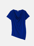Drape Cowl Neck Top | Blue
