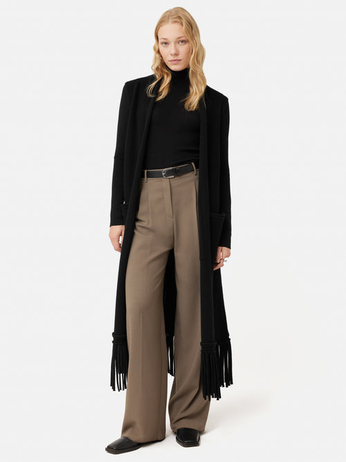 Merino Fringed Gilet | Black