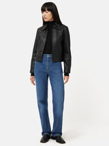 Silk Cotton Polo Jumper | Black