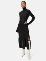 Knitted Split Hem Skirt | Black