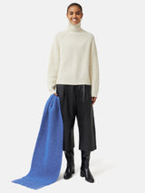 Alpaca Blend Fringed Scarf | Blue