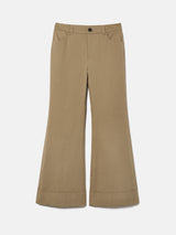 Turn Up Cotton Drill Trouser | Stone