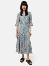 Shadow Leaf Linen Shirt Dress | Khaki