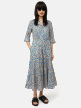 Shadow Leaf Linen Shirt Dress | Khaki