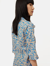 Shadow Leaf Linen Shirt Dress | Khaki