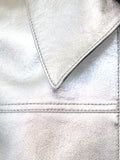 Zip Front Leather Biker Jacket | Silver