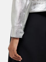 Zip Front Leather Biker Jacket | Silver