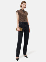 Sparkle Jersey Cowl Top | Gold