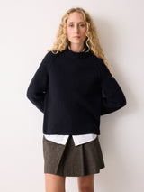 Fishermans Rib Crew Jumper | Navy