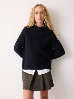 Fishermans Rib Crew Jumper | Navy