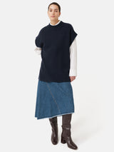 Merino Cashmere Ribbed Tunic | Navy