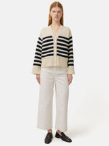 Wool Mariniere Cardigan | Navy