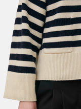 Wool Mariniere Cardigan | Navy