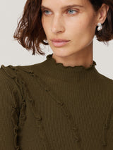 Ruffle Detail Jumper | Khaki