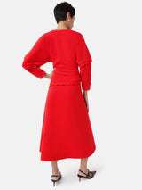 Crepe Scoop Neck Dress | Red