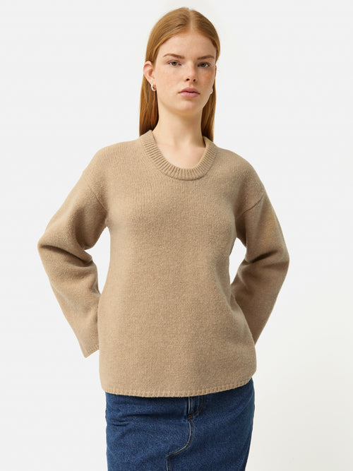 Merino U Neck Jumper | Camel