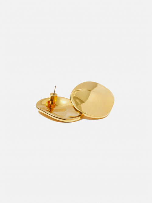 Hammered Disc Earrings | Gold