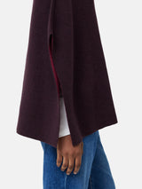 Reversible Cotton Blend Poncho | Burgundy