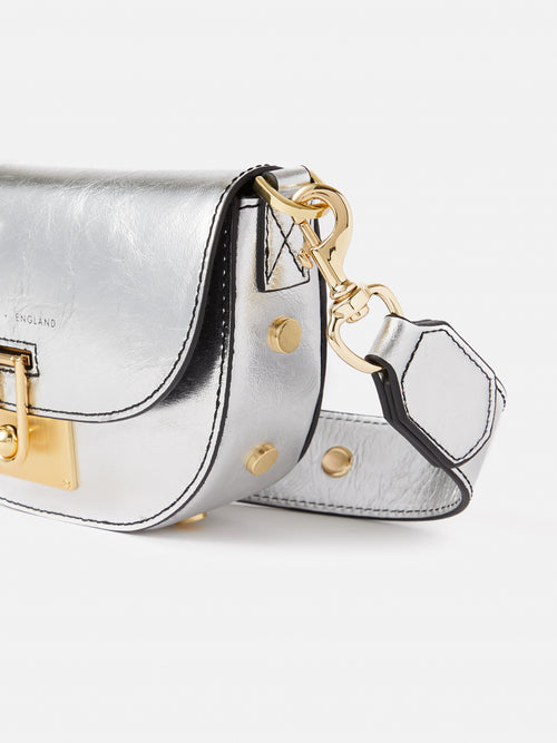 Denbigh Studded Leather Bag | Silver