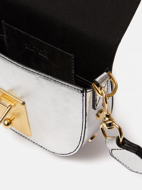 Denbigh Studded Leather Bag | Silver