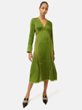 Contrast Stitch Viscose Dress | Green