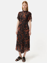 Shadow Floral Midi Dress | Black