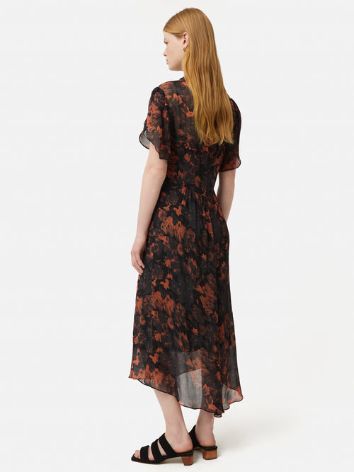 Shadow Floral Midi Dress | Black