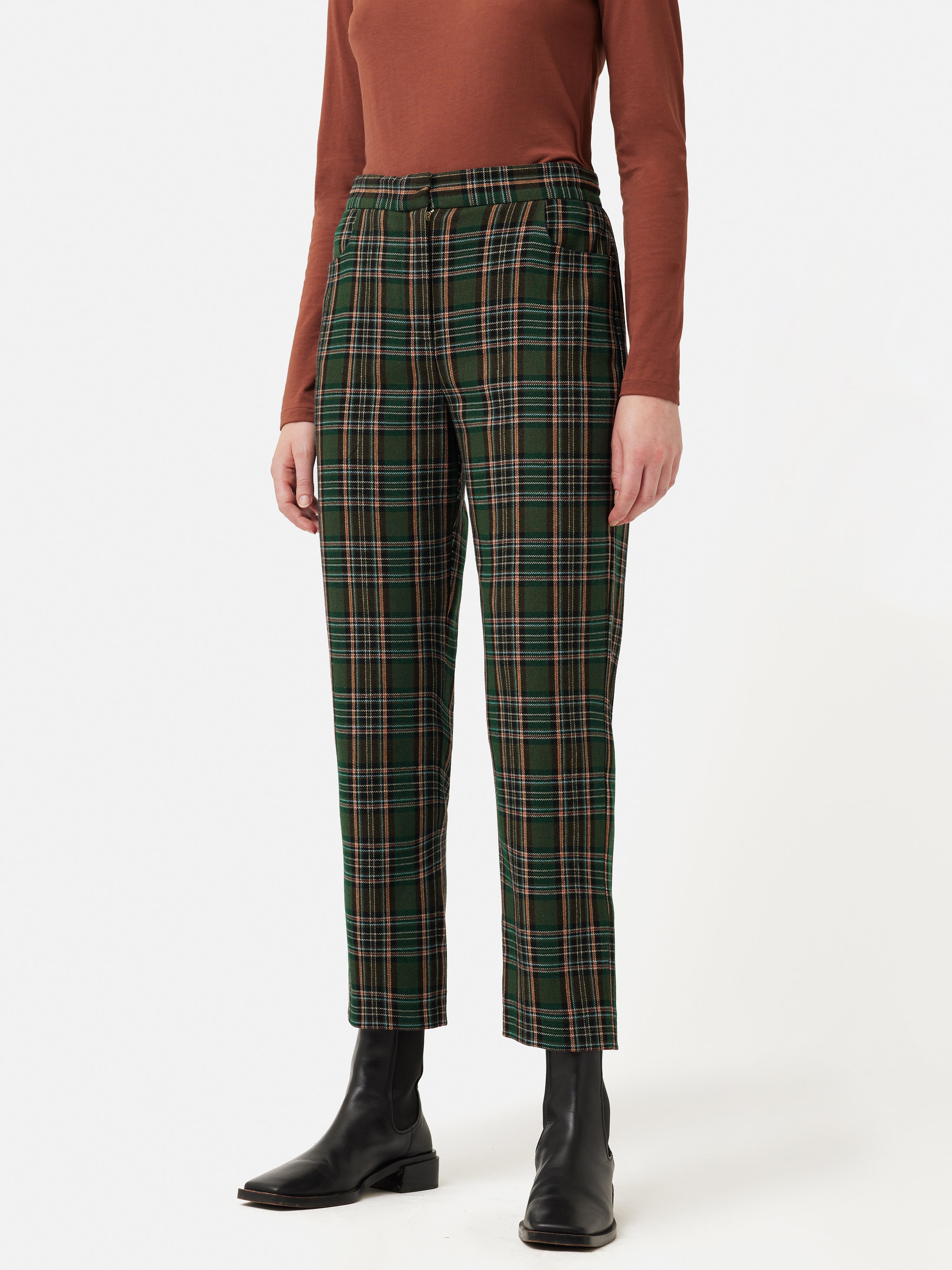 Nevis Tartan Check Trouser | Green – Jigsaw