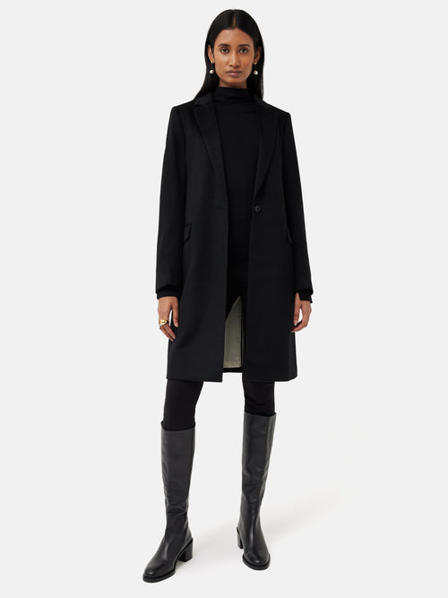 Relaxed Wool City Coat | Black