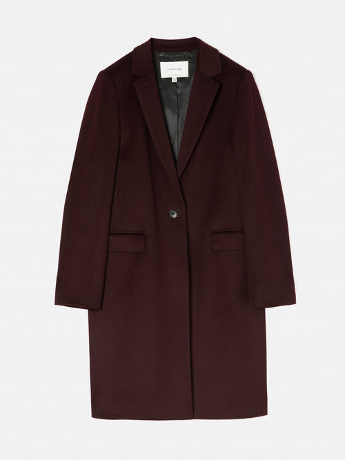 Relaxed Wool City Coat | Oxblood