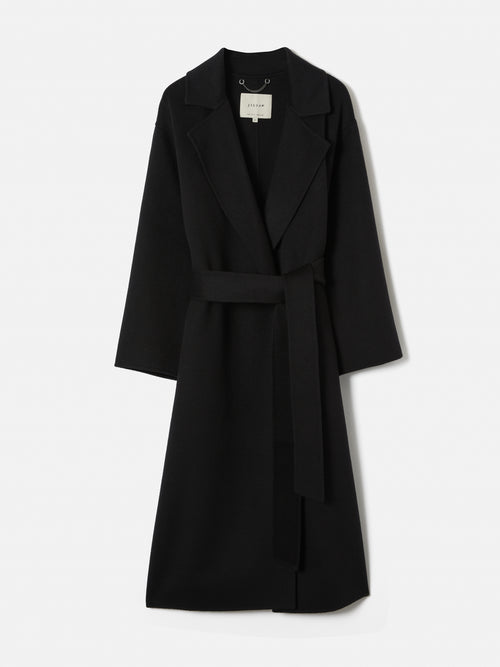Long Double Faced Wrap Coat | Black