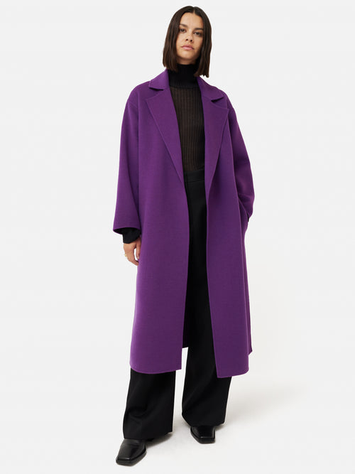 Long Double Faced Wrap Coat | Purple