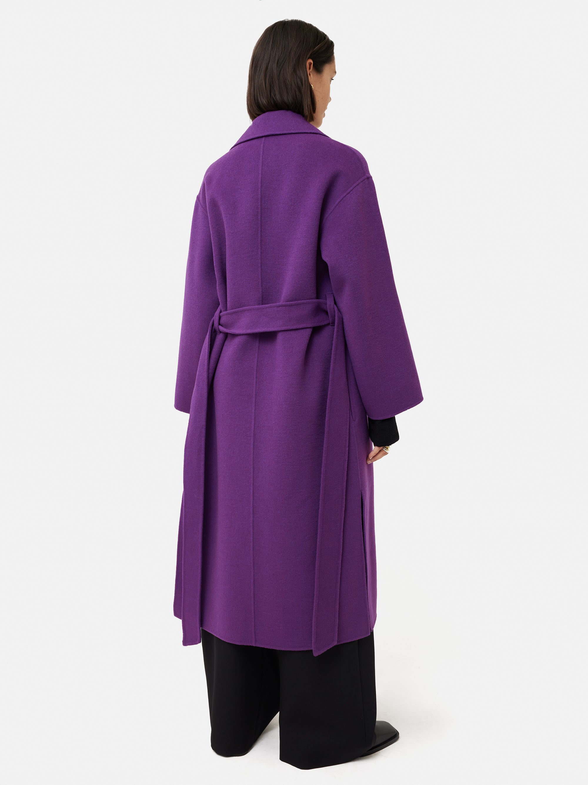 Long Double Faced Wrap Coat | Purple – Jigsaw