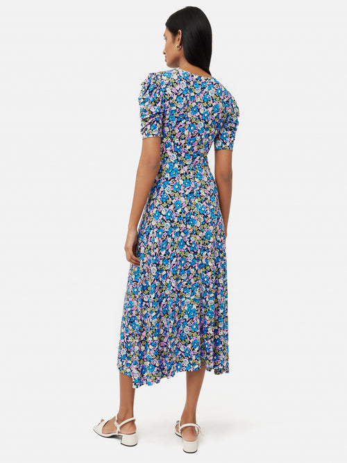 Vintage Floral Jersey Dress | Blue