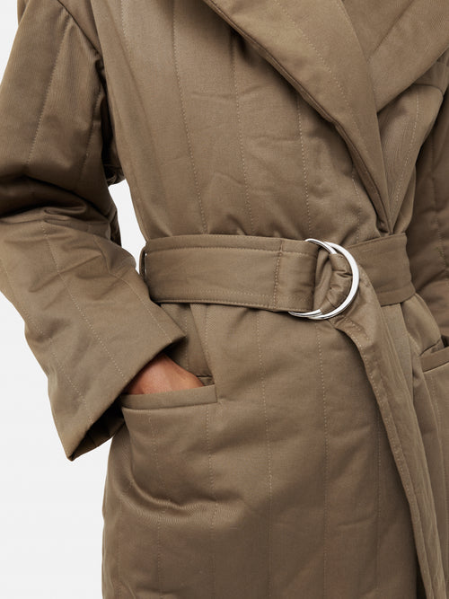 Freya Quilted Trench Coat | Khaki