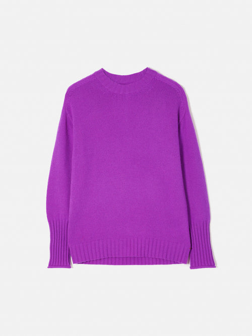 Cashmere Relaxed Crew Jumper | Purple