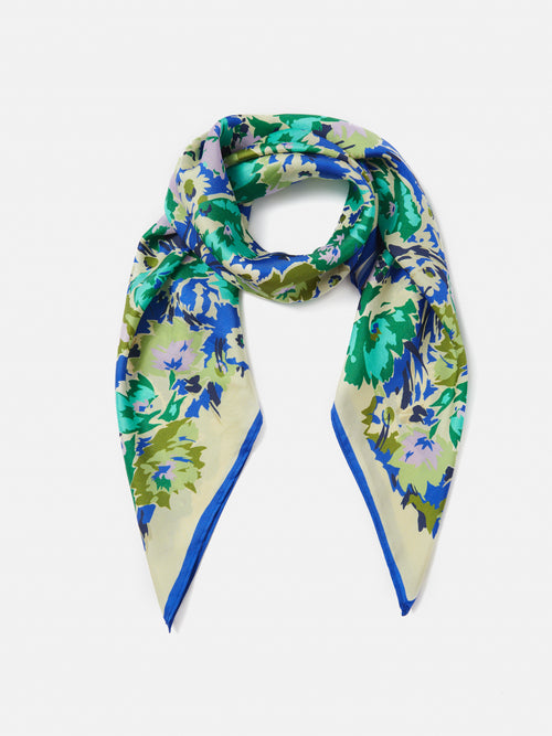 Abstract Meadow Silk Scarf | Blue