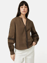 Contrast Tape Detail Top | Brown