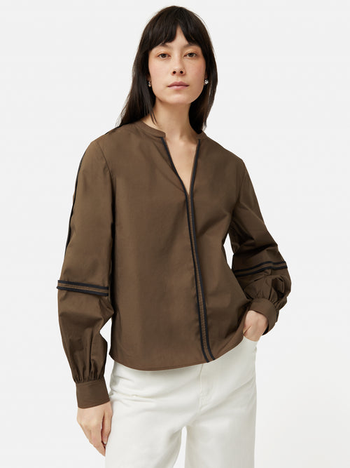 Contrast Tape Detail Top | Brown