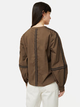 Contrast Tape Detail Top | Brown