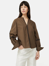 Contrast Tape Detail Top | Brown