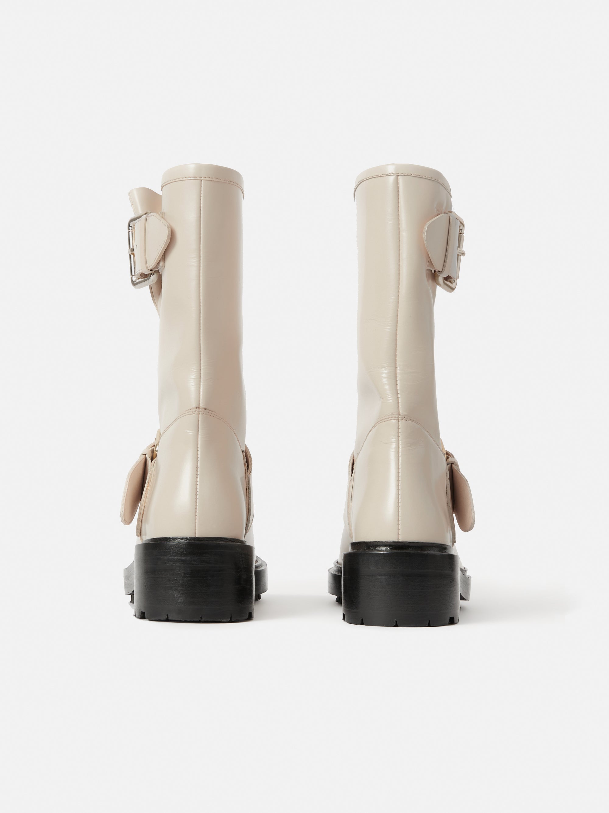 Box Leather Biker Boot Cream Jigsaw