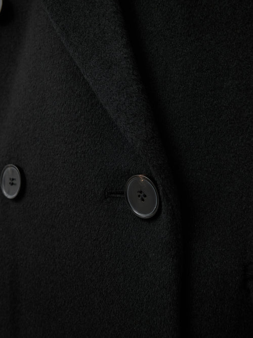 Double Breasted Wool Maxi Coat | Black