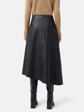 Leather Midi Asymmetric Skirt | Black