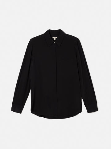 Silk Long Sleeve Shirt | Black – Jigsaw