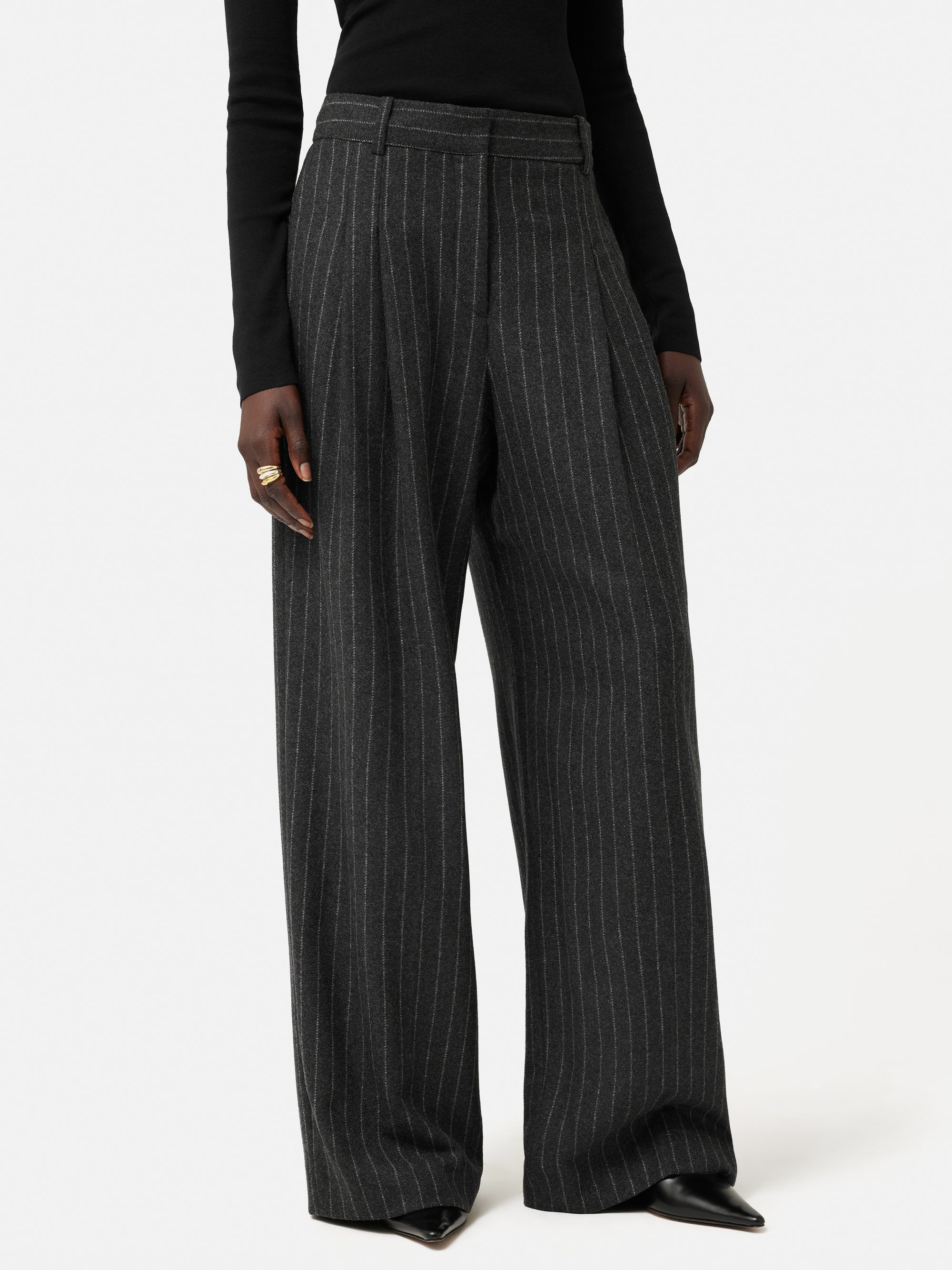 Italian Wool Kemp Pinstripe Trouser | Grey – Jigsaw